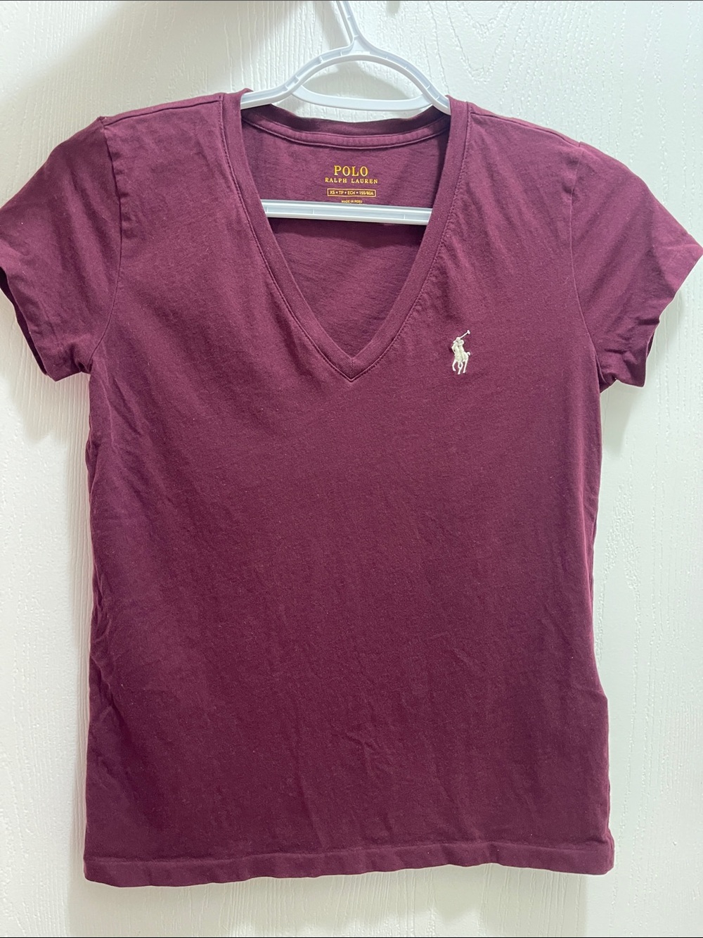 Polo by Ralph Lauren Women's V-Neck Tee burgundy color